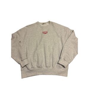 Mardi one size crewneck heather grey embroidered logo - EUC